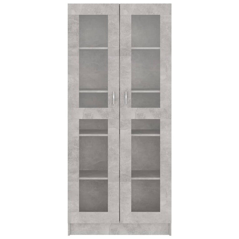 Vitrinekast 82,5x30,5x185,5 cm spaanplaat betongrijs MeubelReus