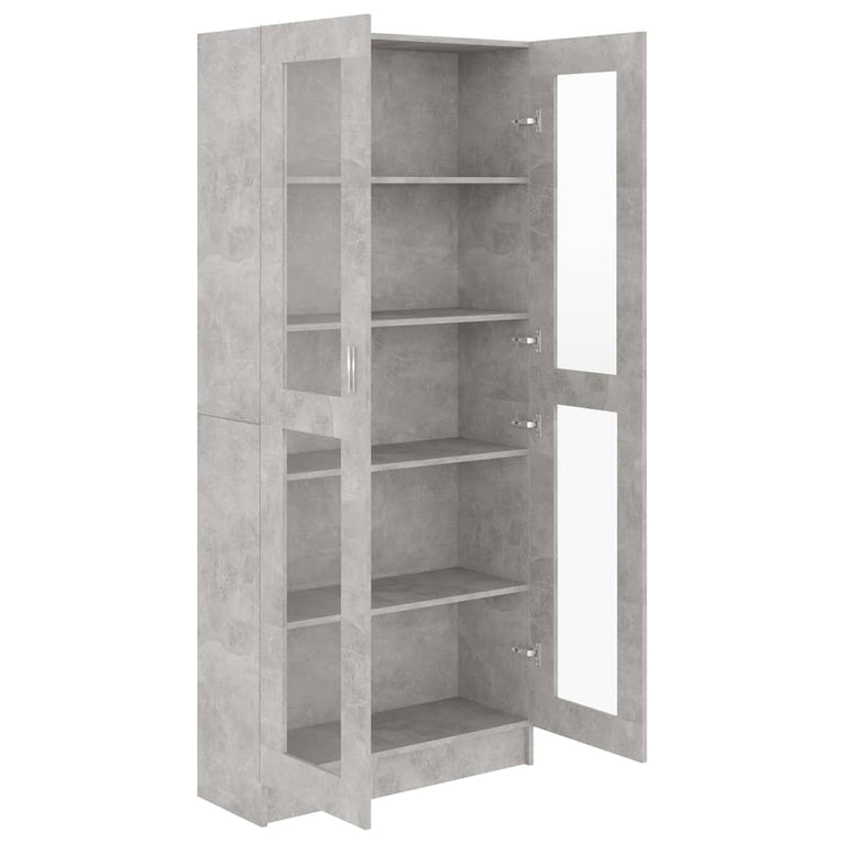 Vitrinekast 82,5x30,5x185,5 cm spaanplaat betongrijs MeubelReus