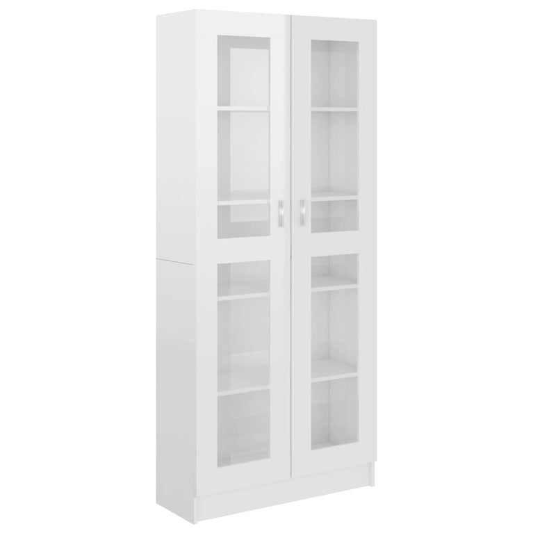 Vitrinekast 82,5x30,5x185,5 cm spaanplaat hoogglans wit MeubelReus