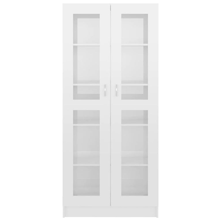 Vitrinekast 82,5x30,5x185,5 cm spaanplaat hoogglans wit MeubelReus