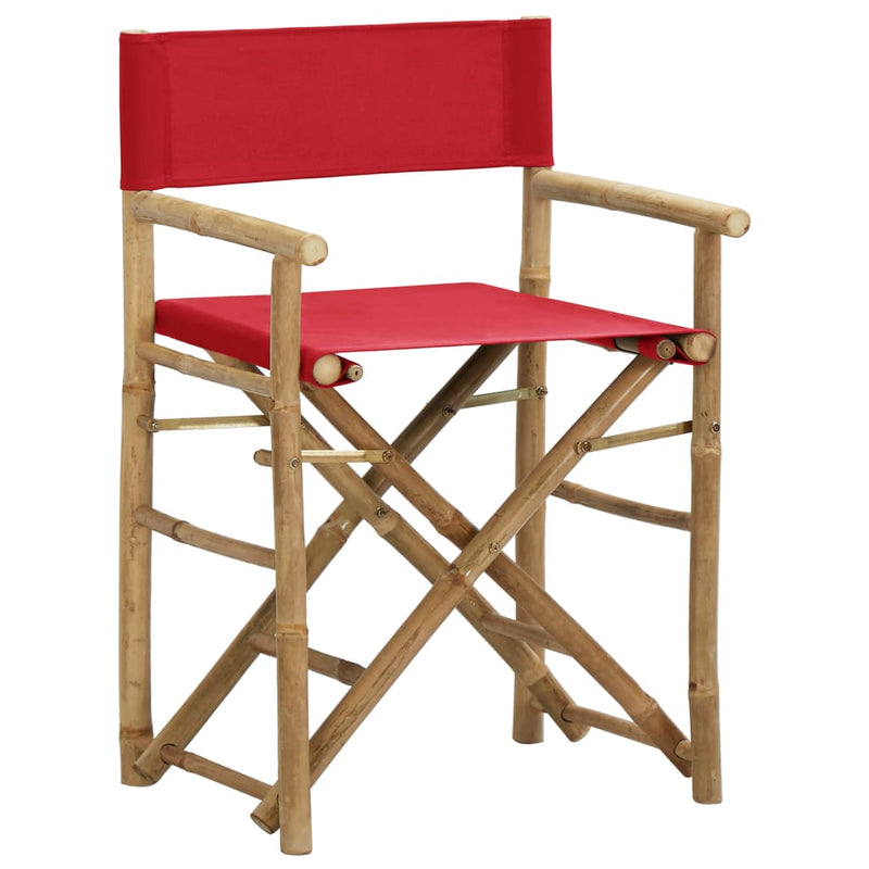 Regisseursstoelen 2 st inklapbaar rood bamboe en stof MeubelReus