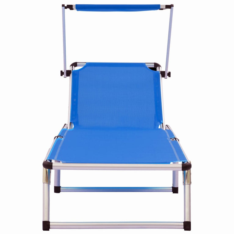 Ligbedden inklapbaar met dak 2 st aluminium en textileen blauw MeubelReus