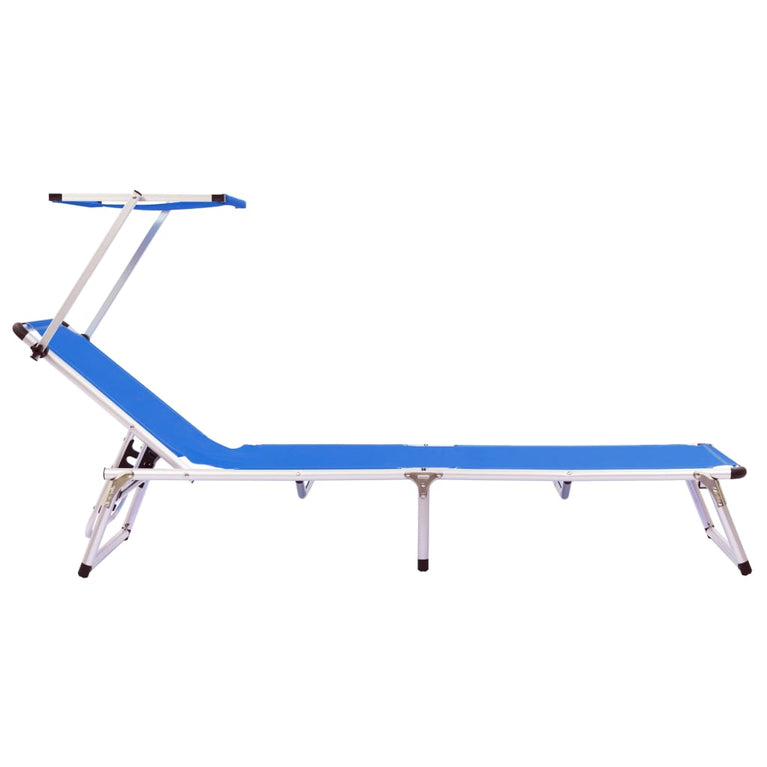 Ligbedden inklapbaar met dak 2 st aluminium en textileen blauw MeubelReus