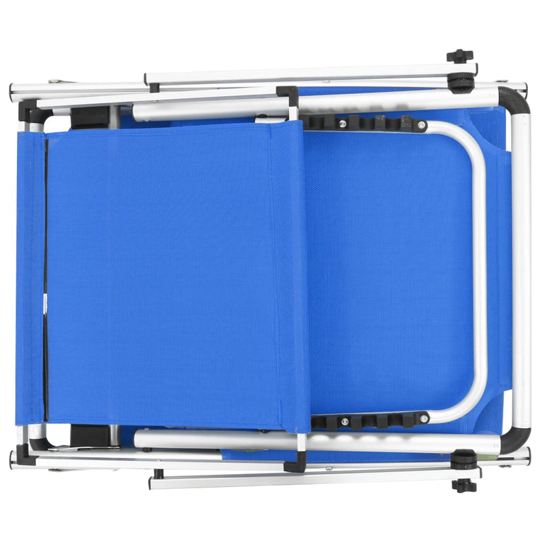 Ligbedden inklapbaar met dak 2 st aluminium en textileen blauw MeubelReus