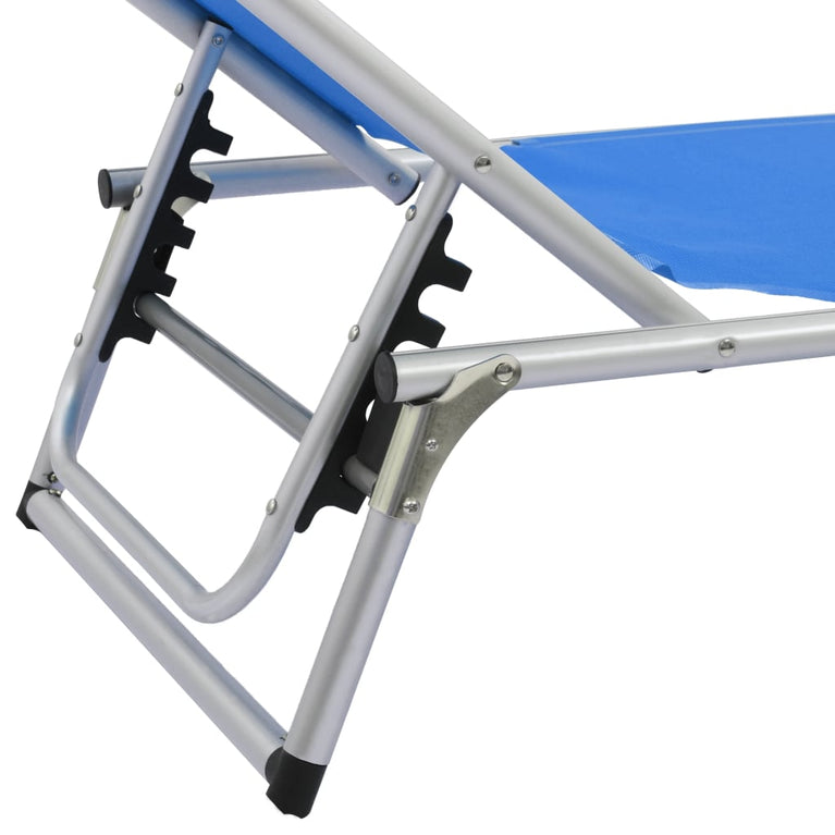 Ligbedden inklapbaar met dak 2 st aluminium en textileen blauw MeubelReus