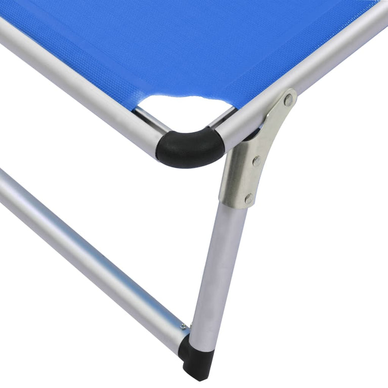Ligbedden inklapbaar met dak 2 st aluminium en textileen blauw MeubelReus