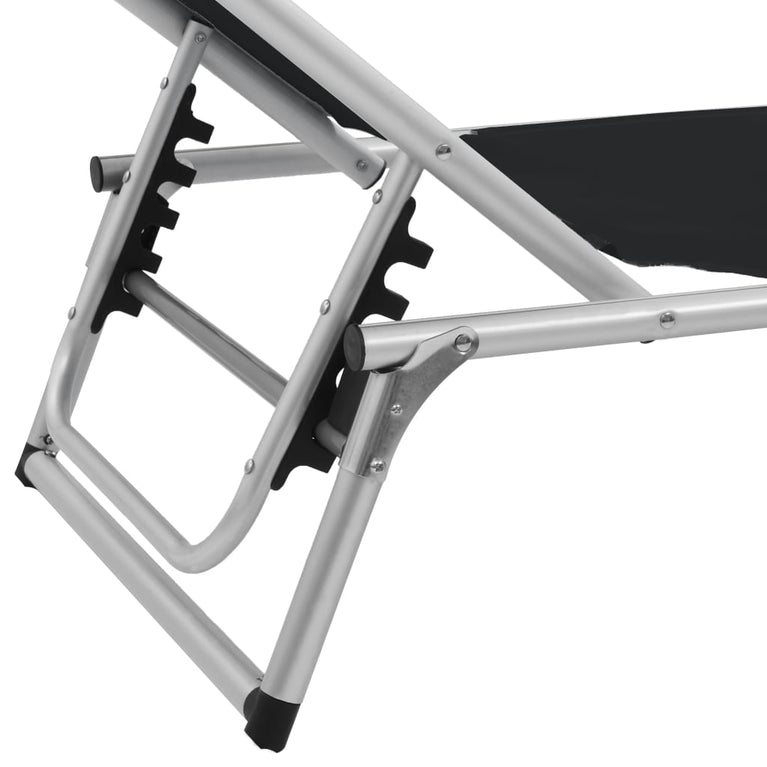 Ligbedden inklapbaar met dak 2 st aluminium en textileen zwart MeubelReus