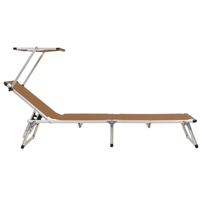 Ligbedden inklapbaar met dak 2 st aluminium en textileen bruin MeubelReus