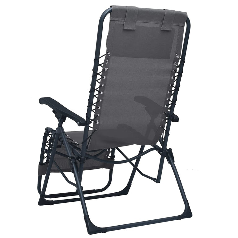 Terrasstoelen 2 st inklapbaar textileen grijs