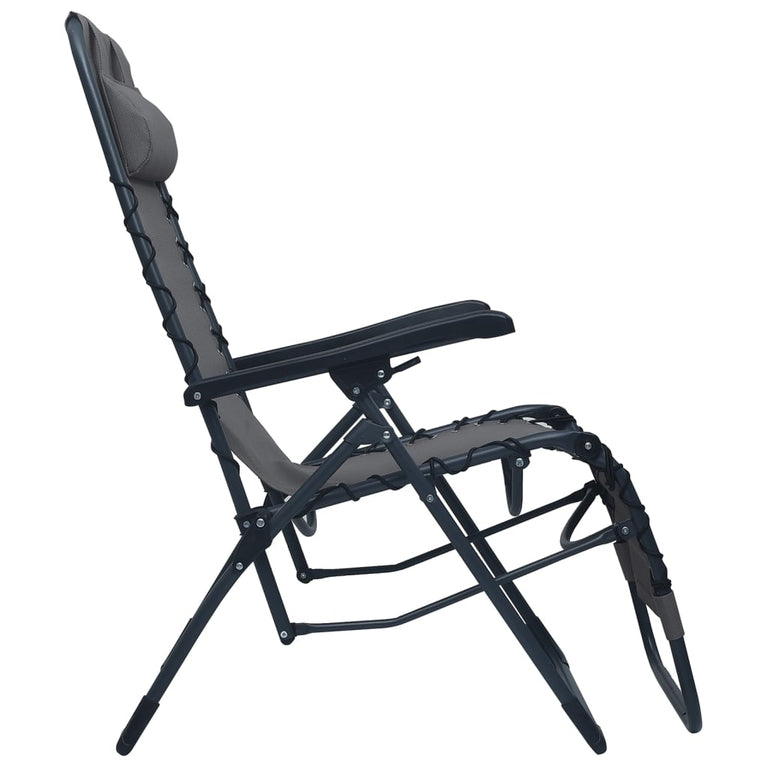 Terrasstoelen 2 st inklapbaar textileen grijs