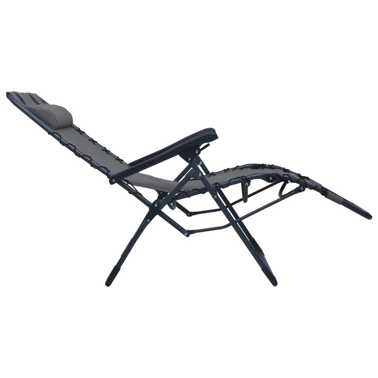 Terrasstoelen 2 st inklapbaar textileen grijs