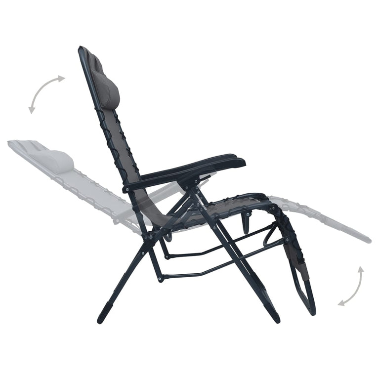 Terrasstoelen 2 st inklapbaar textileen grijs