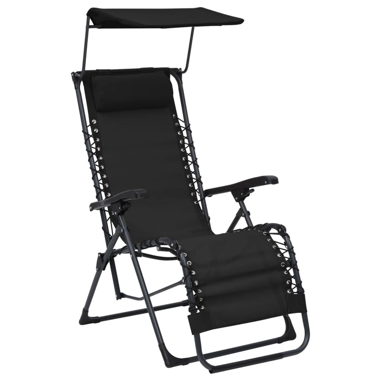 Terrasstoelen 2 st inklapbaar textileen zwart MeubelReus