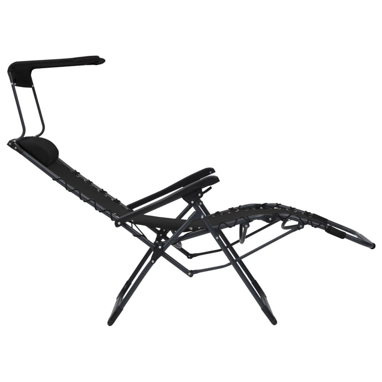 Terrasstoelen 2 st inklapbaar textileen zwart MeubelReus
