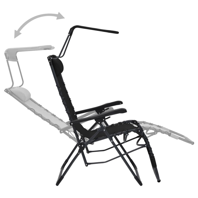 Terrasstoelen 2 st inklapbaar textileen zwart MeubelReus