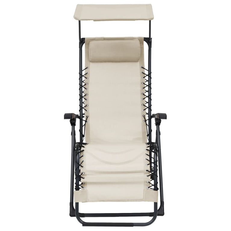 Terrasstoelen 2 st inklapbaar textileen crèmekleurig MeubelReus