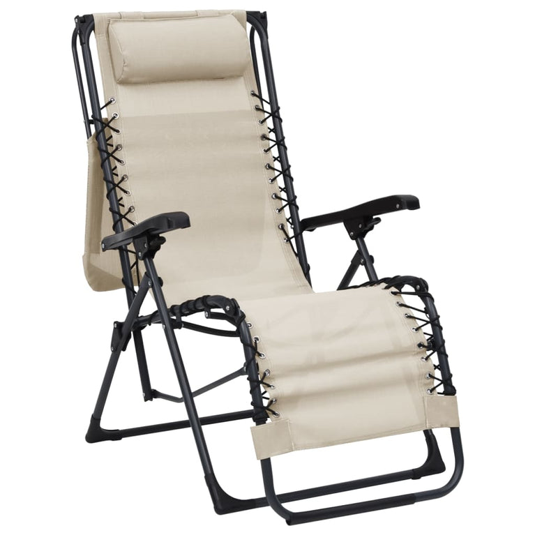 Terrasstoelen 2 st inklapbaar textileen crèmekleurig MeubelReus