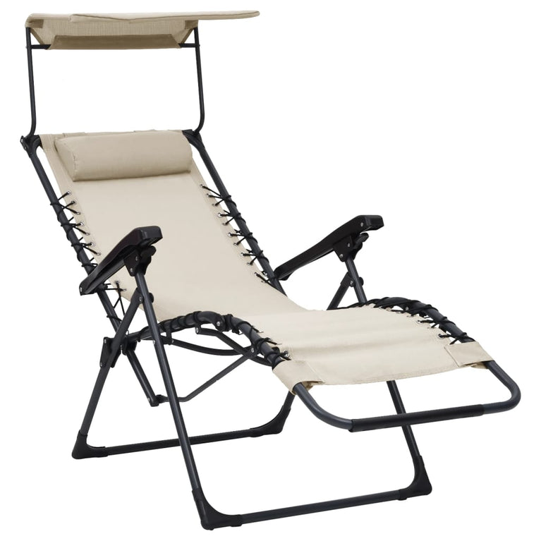 Terrasstoelen 2 st inklapbaar textileen crèmekleurig MeubelReus