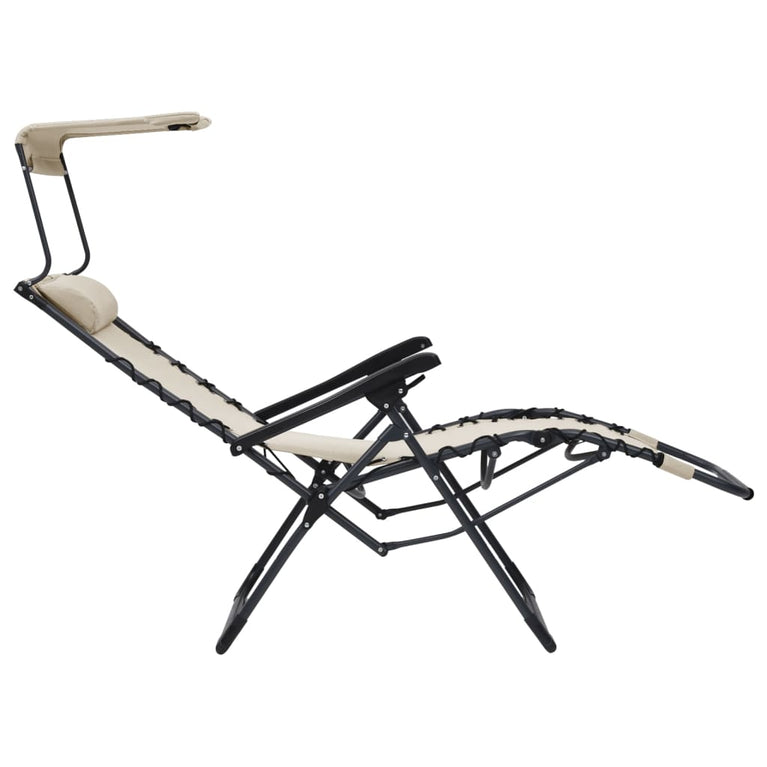 Terrasstoelen 2 st inklapbaar textileen crèmekleurig MeubelReus