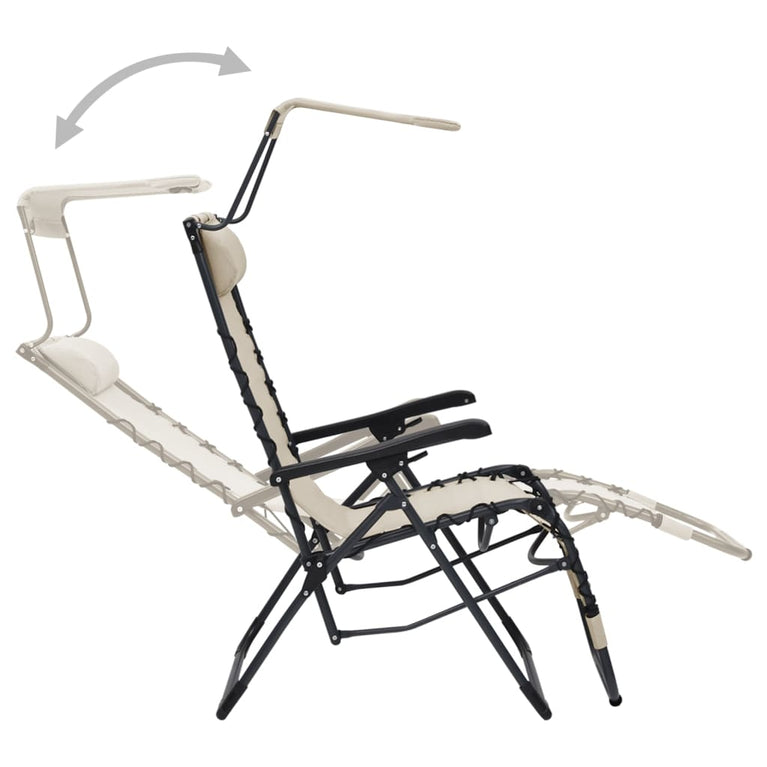 Terrasstoelen 2 st inklapbaar textileen crèmekleurig MeubelReus