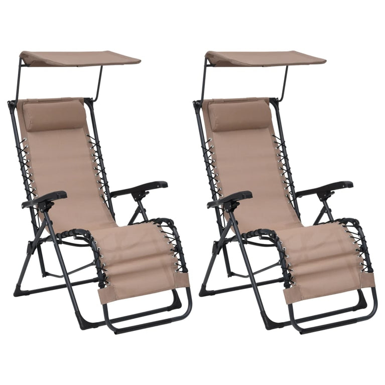 Terrasstoelen 2 st inklapbaar textileen taupe MeubelReus