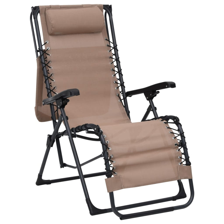 Terrasstoelen 2 st inklapbaar textileen taupe MeubelReus