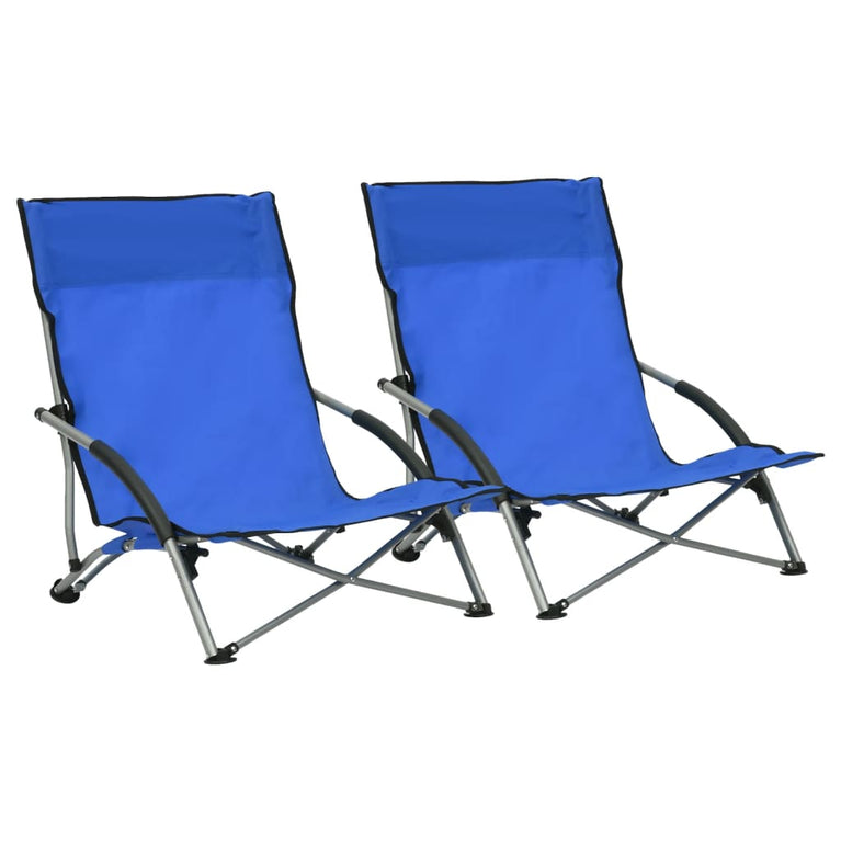 Strandstoelen 2 st inklapbaar stof blauw MeubelReus