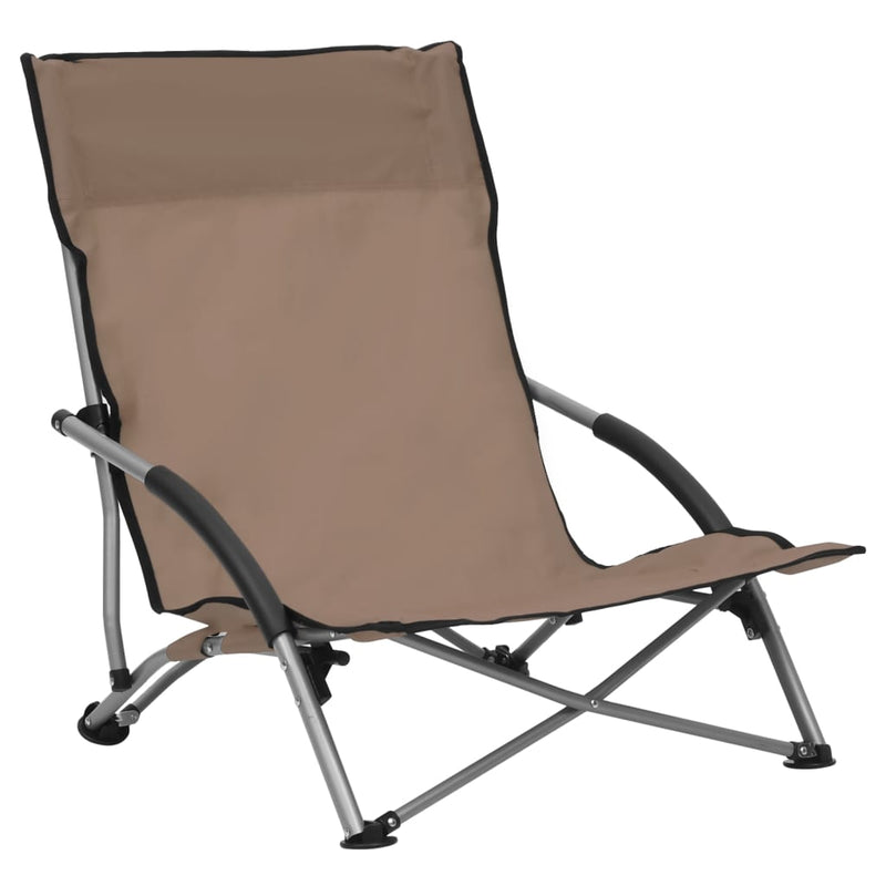 Strandstoelen 2 st inklapbaar stof taupe
