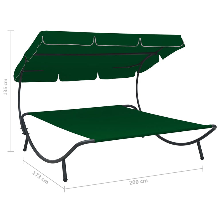 Loungebed met luifel groen MeubelReus