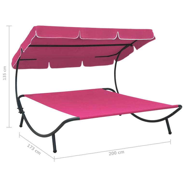 Loungebed met luifel roze MeubelReus