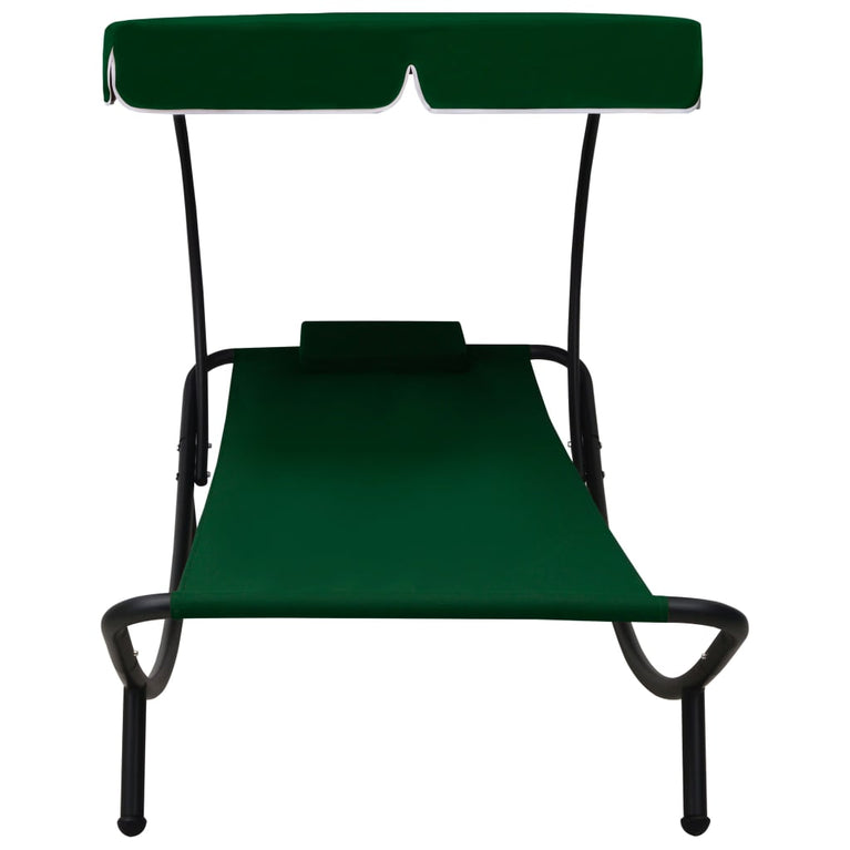 Loungebed met luifel en kussen groen MeubelReus