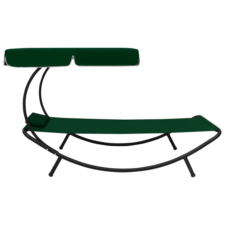 Loungebed met luifel en kussen groen MeubelReus