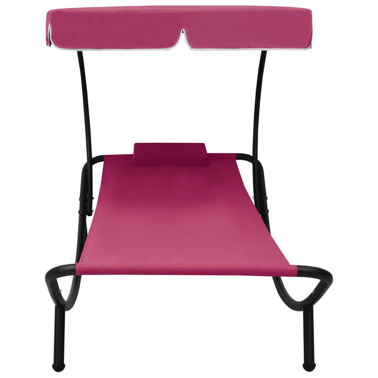 Loungebed met luifel en kussen roze MeubelReus