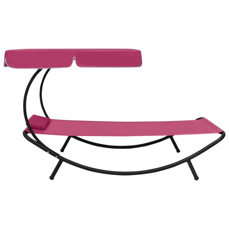 Loungebed met luifel en kussen roze MeubelReus