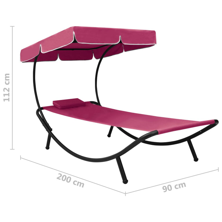 Loungebed met luifel en kussen roze MeubelReus