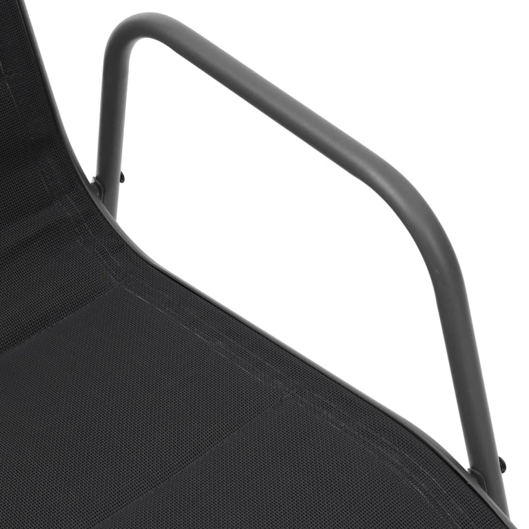 Tuinstoelen stapelbaar 2 st staal en textileen zwart MeubelReus