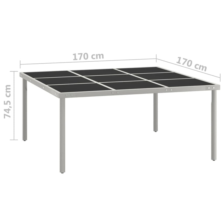 Tuintafel 170x170x74,5 cm glas en staal MeubelReus