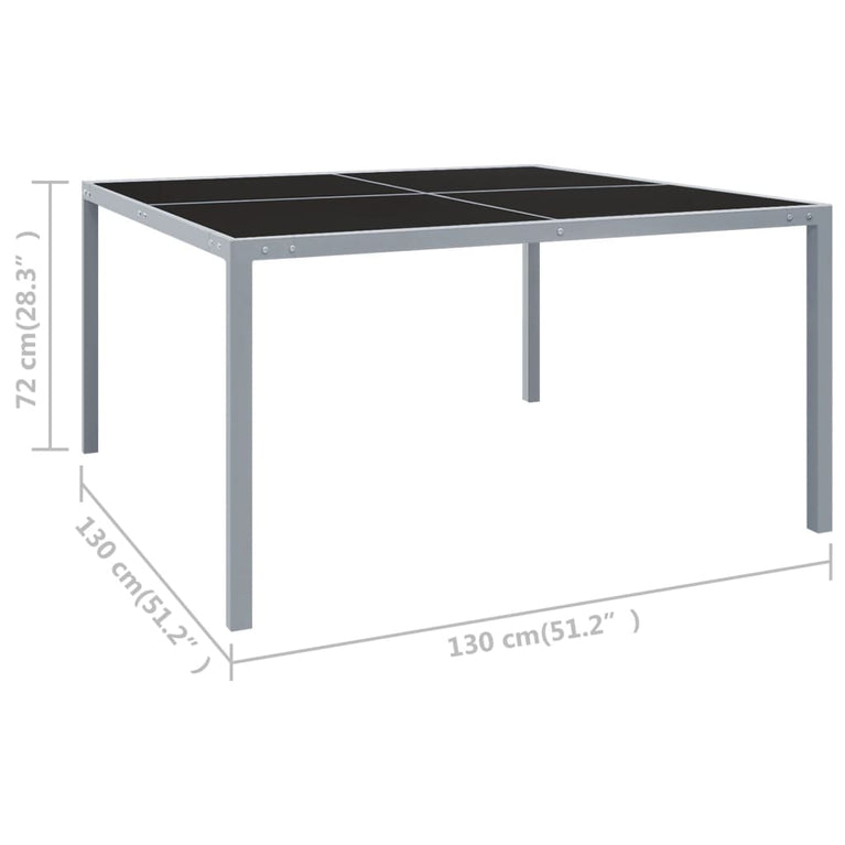 Tuintafel 130x130x72 cm staal en glas grijs MeubelReus