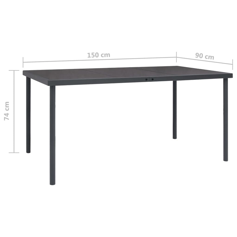 Tuintafel 150x90x74 cm staal antracietkleurig MeubelReus