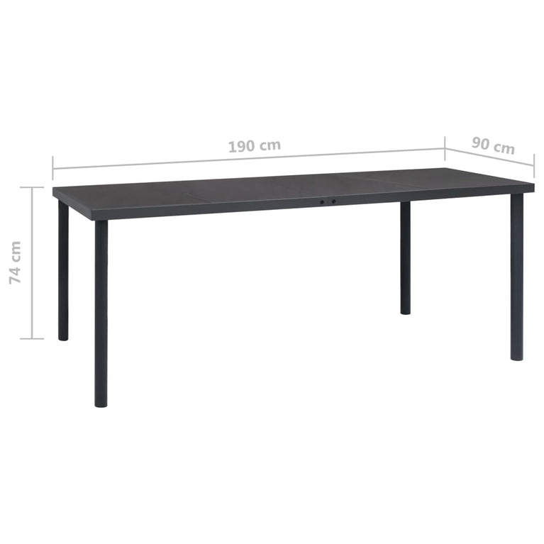 Tuintafel 190x90x74 cm staal antracietkleurig MeubelReus