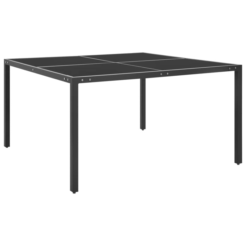 Tuintafel 130x130x72 cm staal en glas antracietkleurig MeubelReus