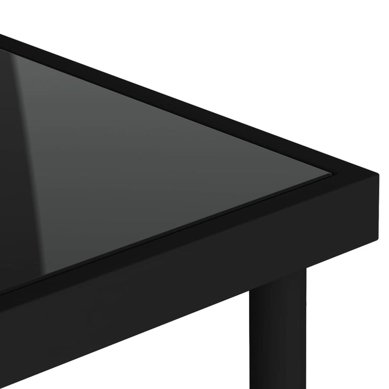 Tuintafel 80x80x72 cm glas en staal zwart MeubelReus