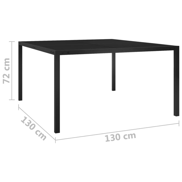 Tuintafel 130x130x72 cm staal en glas zwart MeubelReus