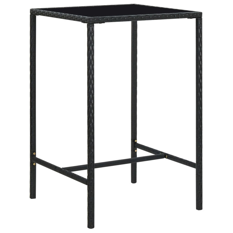 Tuinbartafel 70x70x110 cm poly rattan en glas bruin MeubelReus