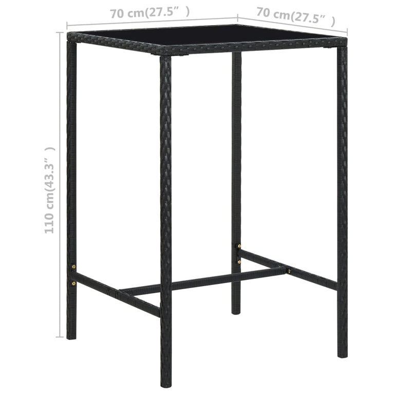Tuinbartafel 70x70x110 cm poly rattan en glas bruin MeubelReus