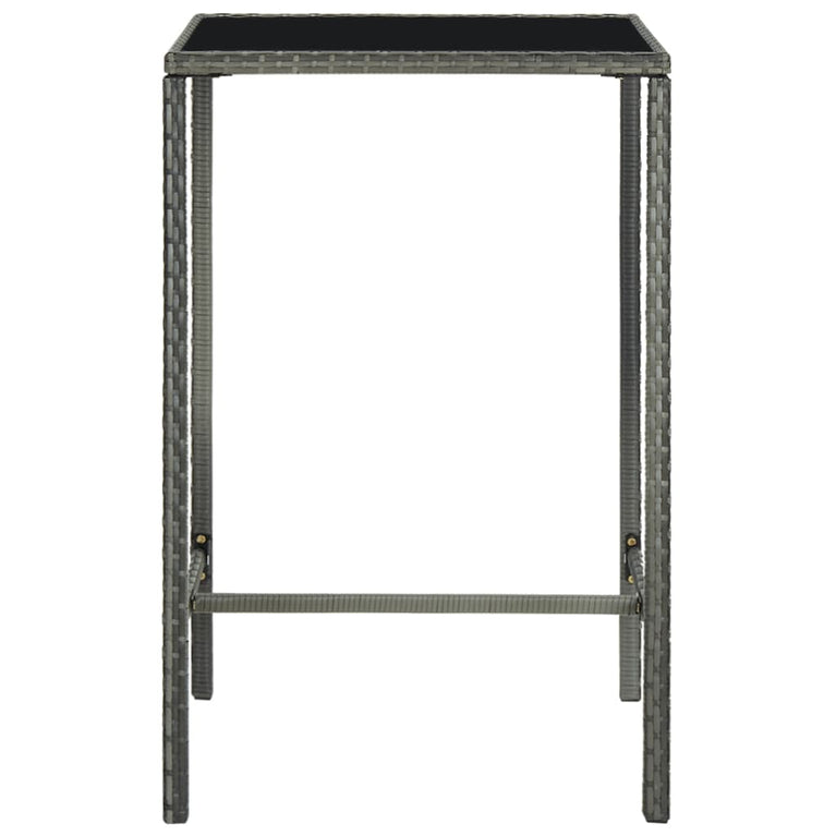 Tuinbartafel 70x70x110 cm poly rattan en glas grijs MeubelReus