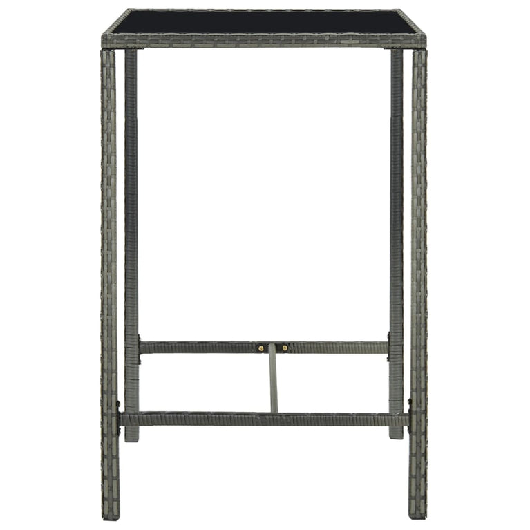 Tuinbartafel 70x70x110 cm poly rattan en glas grijs MeubelReus