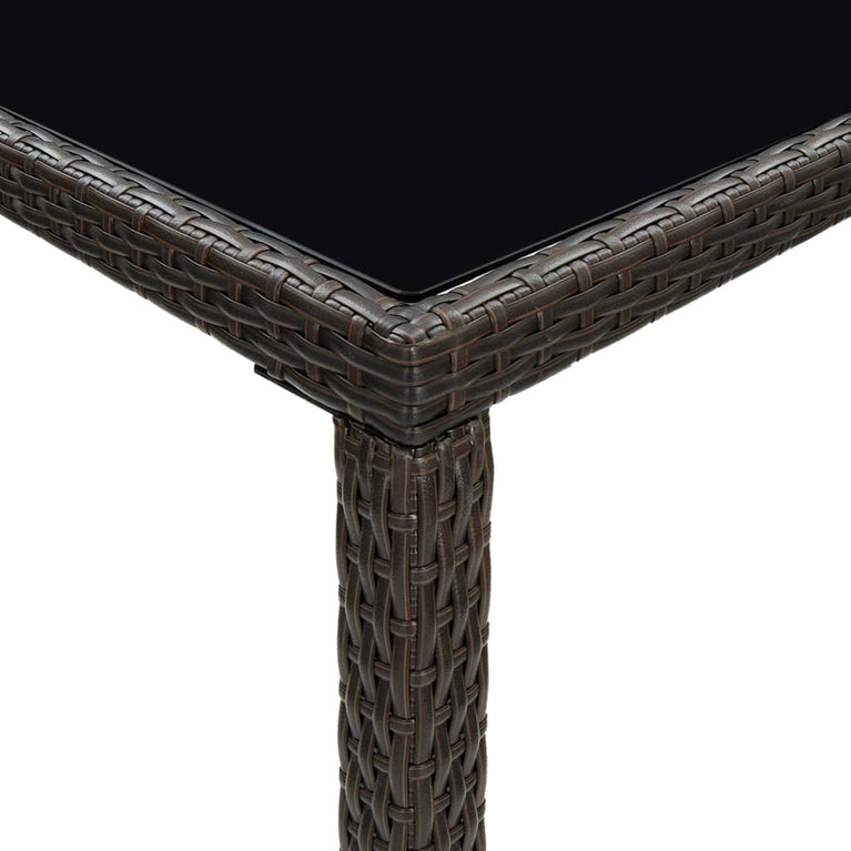 Tuinbartafel 130x60x110 cm poly rattan en glas bruin MeubelReus
