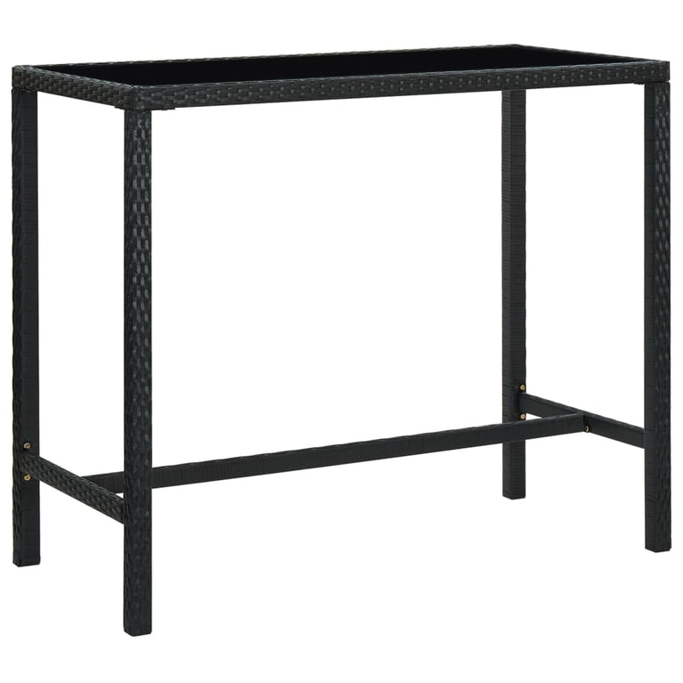 Tuinbartafel 130x60x110 cm poly rattan en glas zwart MeubelReus