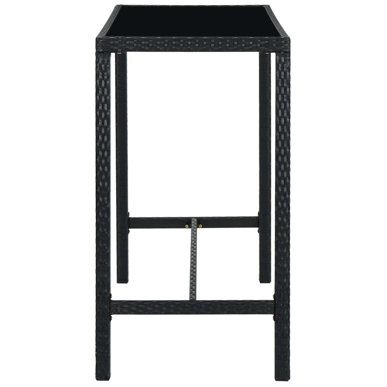 Tuinbartafel 130x60x110 cm poly rattan en glas zwart MeubelReus